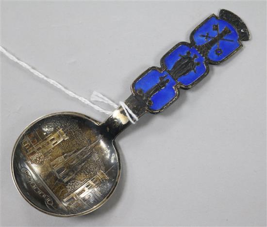 David Andersen, Norway, a silver (925) and enamel preserve spoon, impressed Drammen and G. J. Horgen
